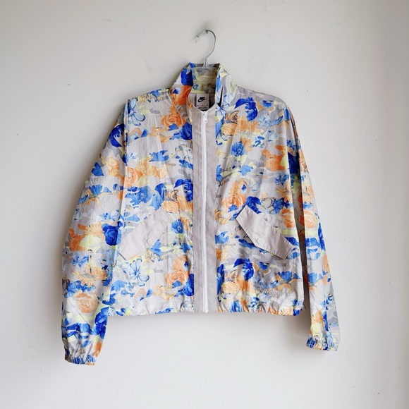 NIKE Women's Floral Cropped Windbreaker Jacket Medium - Picture 6 of 7